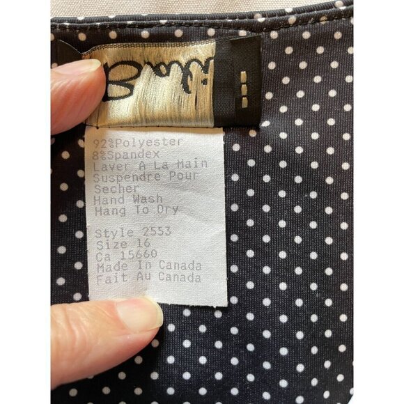 Bali Womens Dress Black & White Size 16 Polka Dot & Striped Sleeveless - Picture 9 of 11